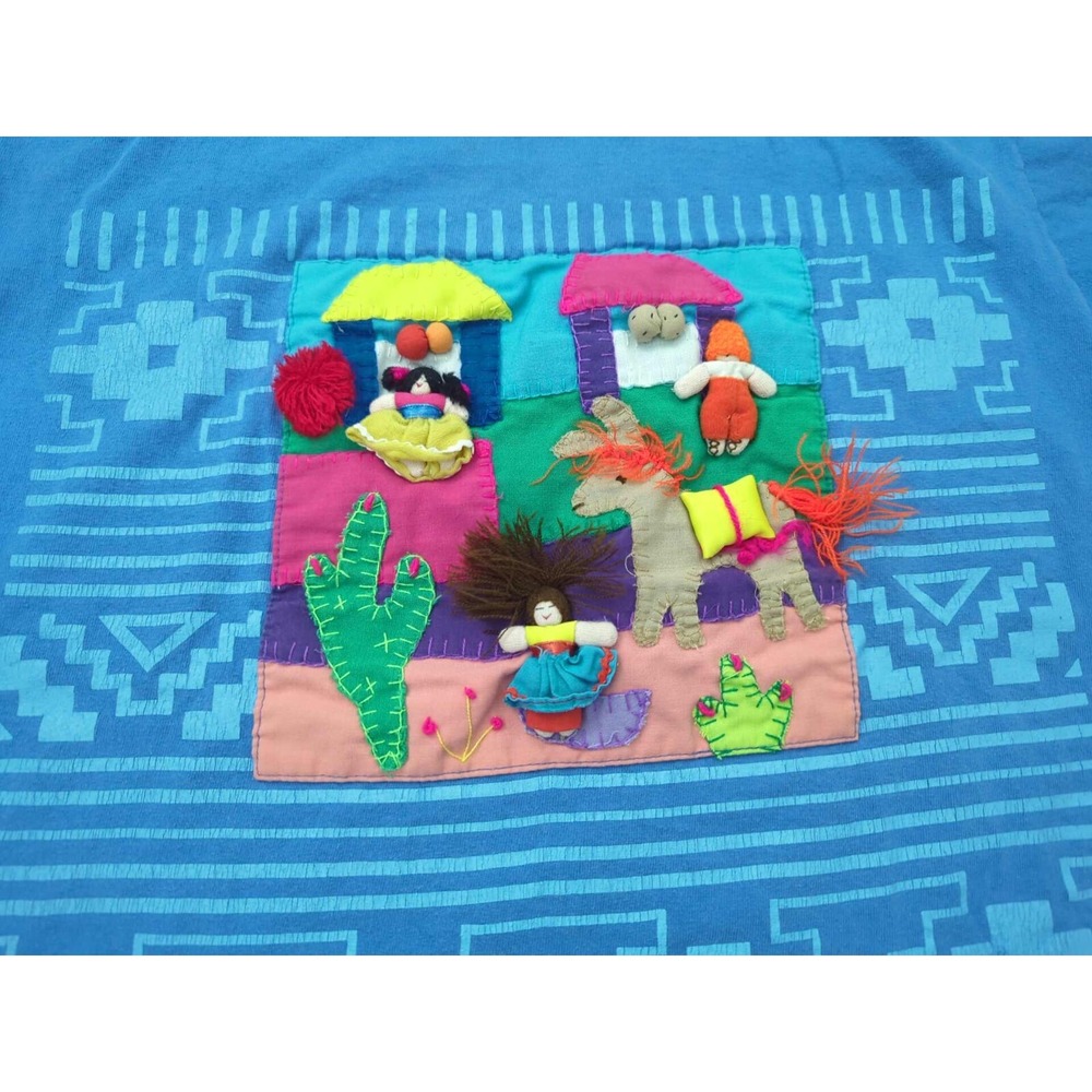 Vintage M.B.C. Womens T Shirt Patch Craft Textile Folk Art Made in USA Southwest - Picture 2 of 7